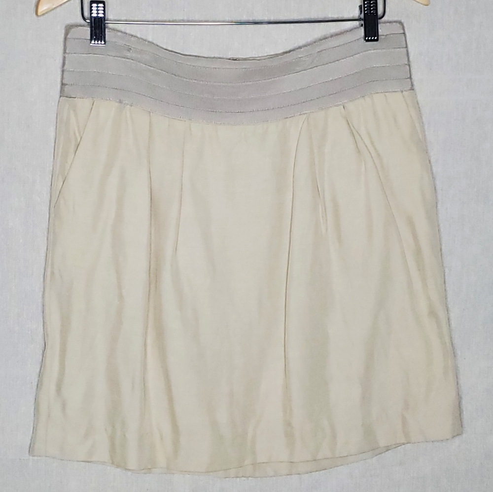 ♡ Banana Republic Ivory Linen Blend Skirt with Pockets Size 8